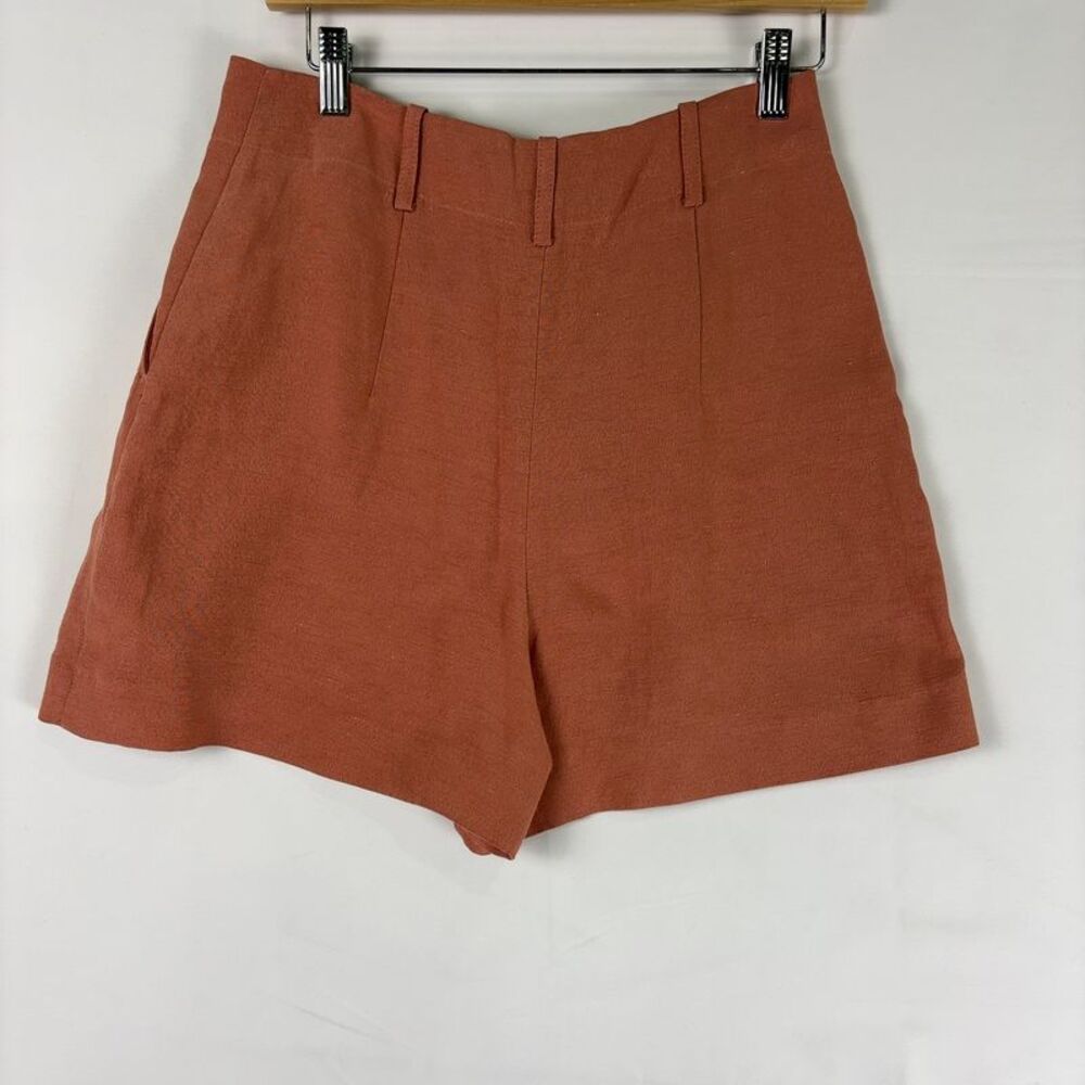 Sezane Rust Button-Front High-Waist Shorts - Picture 6 of 8